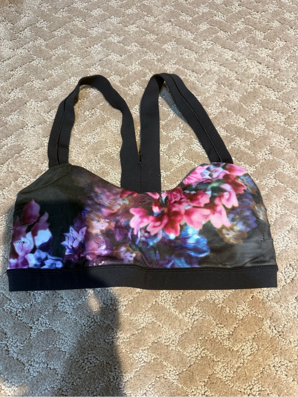 lululemon athletica Black Floral Print Sports Bra